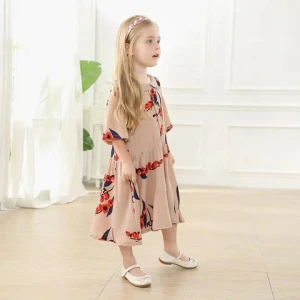 2023 New Latest  casual Flower good fall abaya Highly aesthetically pleasing women muslim dress for kids Party attir