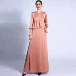 2024 Plain color matte simple style flare sleeve ruffled A line islamic clothing women dubai abaya
