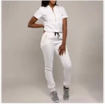 2024 Stylish scrub uniforms sets nurse Hospital Uniform Nurse Scrubs Zipper Set Short Sleeve Women Scrubs Jogger Sets
