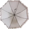 23&quot;*8k Auto Open Dome Shape White Lace Wedding Umbrella With Leather Hook Handle for Lady