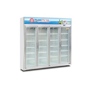 2460L showcase four glass door fridge compressor refrigerator