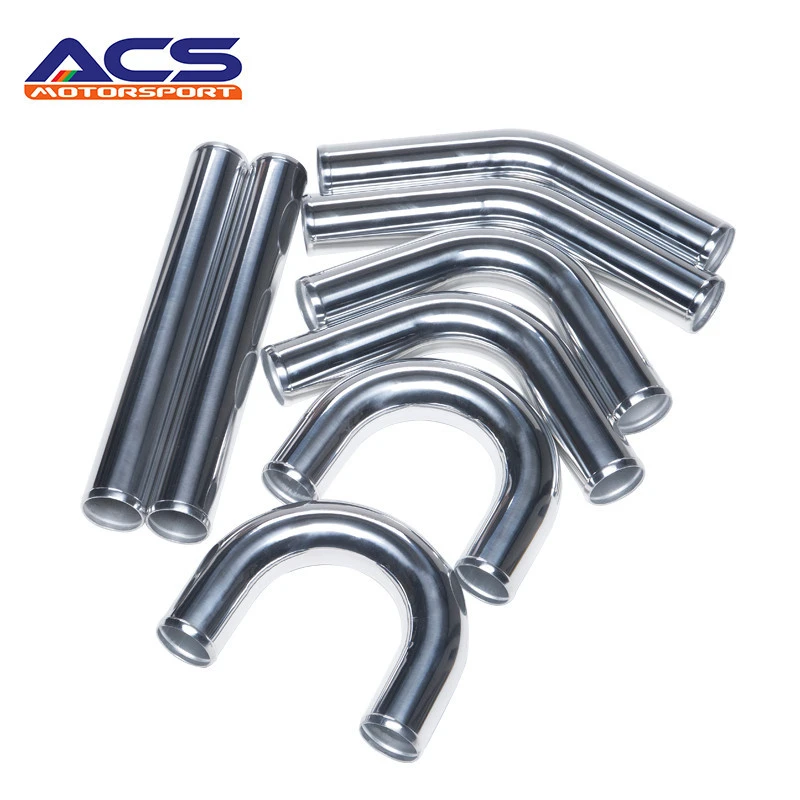 2.5 inches In/Outlet Polished Aluminum Pipe Turbo Intercooler Kit