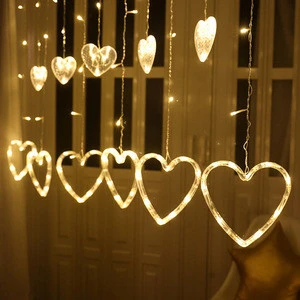 2.5M LED Heart Love Shape Curtain Bulb Light String for Wedding Christmas Halloween Indoor Outdoor Decoration