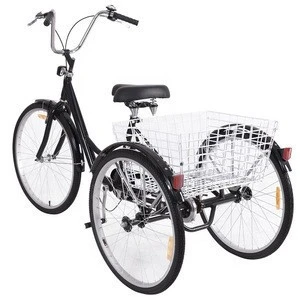 26&#39;&#39; Single Speed 3-wheel Bicycle for Adult Tricycle Seat Height Adjustable 3 big wheels adult tricycle bike