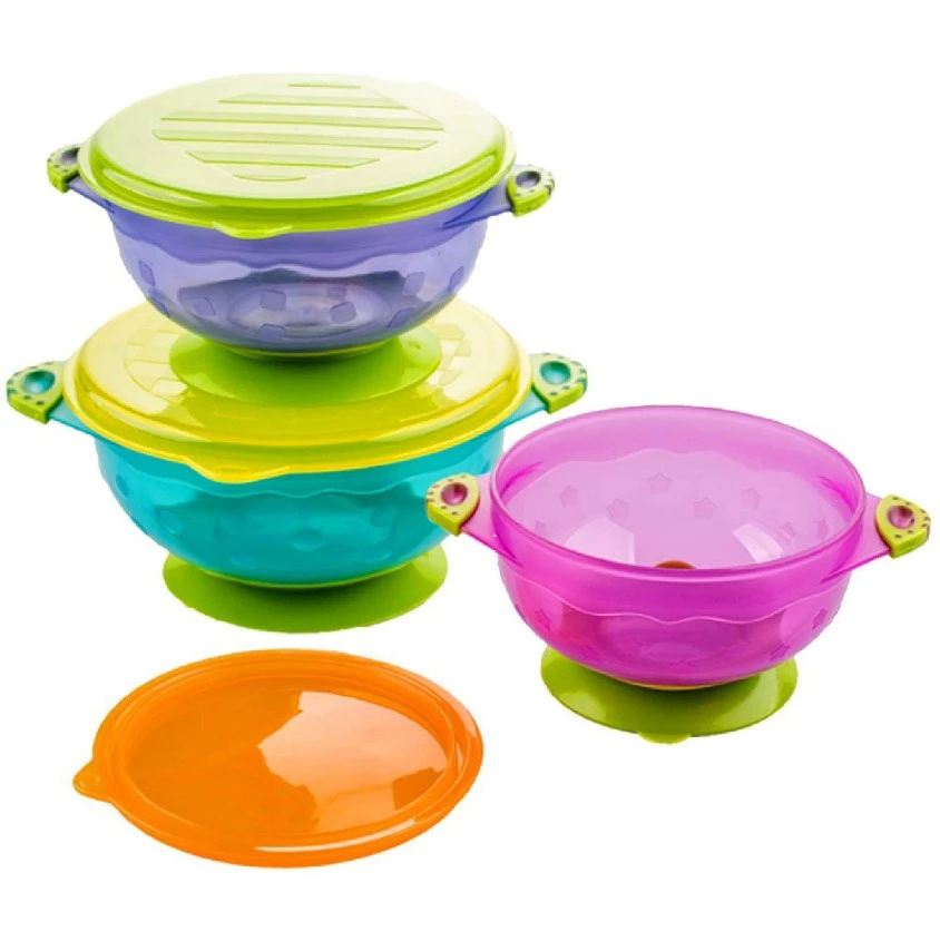 3-Pack Different Size Nonslip Spill Proof Baby Feeding Suction Bowls for Infant Toddler