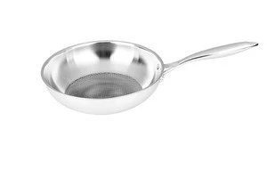 3 ply stainless steel Cookware Wok  with Glass Lid