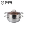 3-Tiers Stainless Steel Steamer Set  Cookware Stack and Steam Pot Set with Glass Lid