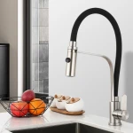 304 stainless steel hot and cold kitchen faucet lead-free brushed telescopic silicone universal sink faucet