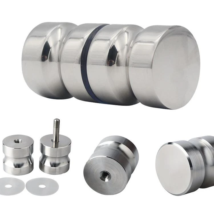 304 Stainless Steel Solid Bathroom Round Back-to-Back Shower Glass Door Handle Pull Knob