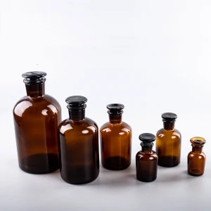 30ml 60ml 125ml 250ml 500ml 1000ml Lab Chemical  amber glass  reagent bottle with narrow mouth