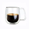 350ml hand made double wall borosilicate glass coffee mug