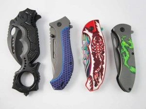 3D Digital Printing Aluminium Handle Outdoor Survival Knife Stainless Steel Mini Folding Knife