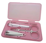 4Pcs Carbon Steel Manicure Sets Tweezer Clipper Scissor Nail Pedicure Tool Box For Promotion