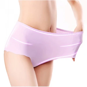 4XL Plus size For fat ladies briefs underwear mature women panties elastic ice silk Big size panties