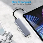 5 in 1 USB-C Hub Adapter, TF/SD card reader, USB-2.0 USB-3.0,  Type-C to HDMI Adapter Compatible for USB 3.1 Laptops Devices