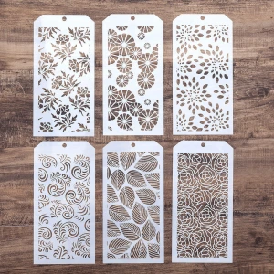 6 Pack 12*24 cm Wall Painting Scrapbooking Stamping Stamp Album Decorative Embossing Paper Card DIY Craft Stencil for Painting