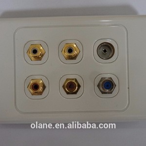 7.1 Home Theater system 4*RCA gola plated female+ SAT+ TV aerial sockets conponent wall faceplate