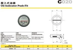 Air Compressor or Other Machines Parts Use Polyamide Oil Indicator