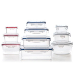 Airtight Plastic Food Storage Containers with 4-Side Locking Lids, Set of 5