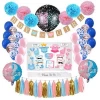 Amazon Best Sellers Gender Reveal Baby Shower Party Decoration Kit With Pom Pom Pink Girl Blue Boy Party Supplies