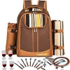 Amazon best selling outdoor picnic backpack bag for 4 Person with detachable bottle/wine holder, fleece blanket