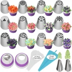 Amazon Hot Sell 27 Pcs Russian Piping Tips Set Cake Decoration Tools Cake Decorating Supplies Set
