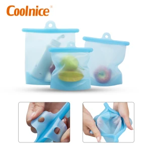 Amazon Preservation Fruits Vegetables Food Fresh Container Set Leak-proof Seal Reusable Silicone Food Storage Bags