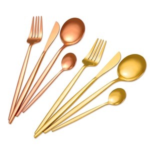 Amazon Top Seller 2020 4 Piece SS Cutlery Set Rose Gold Metal Flatware Set Gold Black Stainless Steel Cutlery
