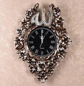 antique silver resin digital muslim prayer time wall clock