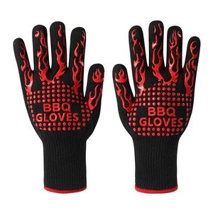 Aramid Fiber Oven Mitts Guantes de Barbacoa Grillhandschuhe, 932F Extreme Heat Resistant BBQ Grill Gloves