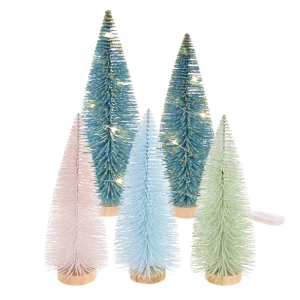 Artificial Mini Christmas Plastic Wooden Bottle Brush Tree For Xmas Holiday Home Party Diorama
