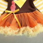 Baby Girl's Thanksgiving Turkey Print Romper Dress with Headband and Leg Warmers 3 pcs set
