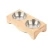 Import Bamboo wood pet cat dog 2 stainless steel feeder food bowl raised stand from China