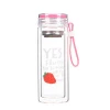 best sale eco-friendly drink water bottle with string high borosilicate glass double wall water bottle with tea infuser