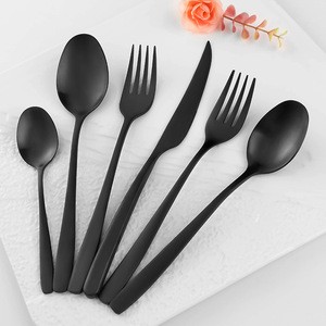 Black gold plated cutlery set, Modern Flatware