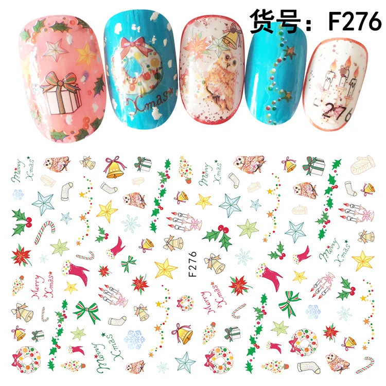 Bling Nail Sticker Cartoon Korean for Girls 2d F Series Self-adhesive Art Decals Decoration Supplies Colorful Flower