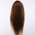 Brown color braid curly bleach practice uk hair salon training doll with shoulders makeup women 100% human hair mannequin heads