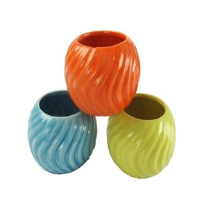 ceramic glazed round decorative fleshy wholesale flower pots