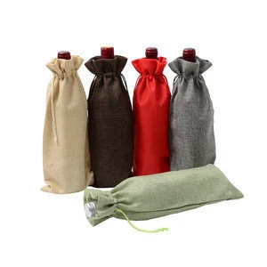 Charmcci 2700302 eco linen cotton fabric favor bag handmade drawstring hessian jute wine bag