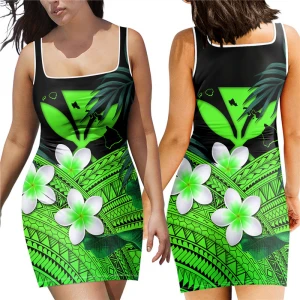 Charming Maoli Polynesian Hibiscus Flowers Women Bodycon Slip Dress Somoan Tribes Tattoo Print Summer Dresses Ladies Women 2021
