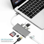 Cheap 7 port USB 3.0 Hub board with Type C Charging Port/ hd-mi 4K Adapter/3 USB 3.0 ports/ SD/ TF Card Reader for MacBook Pro