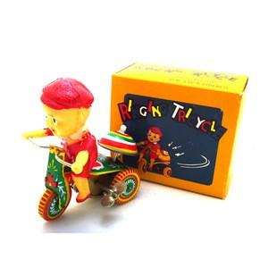 Children Riding Bike Wind Up Tin Toy Gift Room Decoration Baby