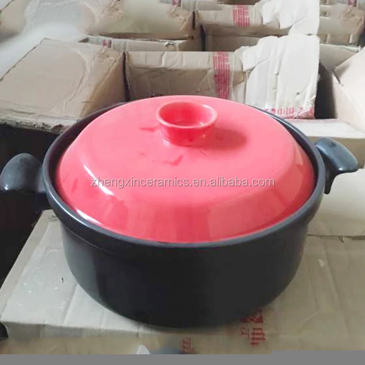 China factory different color 1L soup ceramic cooking pot with colour lid