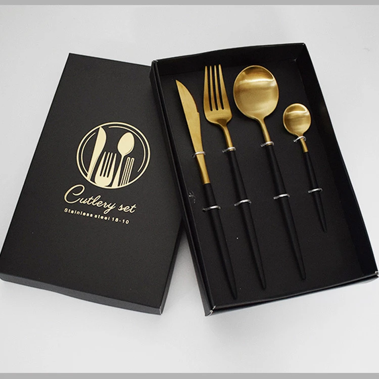 China manufacturer Pink and gold stainless steel cutlery set with gift box