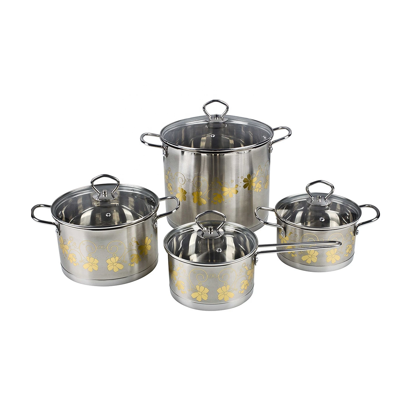 China Manufacturing Stock Pots 8PCS Soup Pot Sets Stainless Steel Kitchenware Set for Korean Market