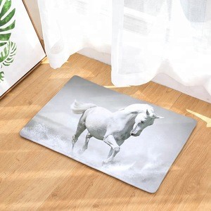 China Trending Custom Horse Printed Protection Decoration No-slip Door Entrance Bathroom Rug Floor Mat