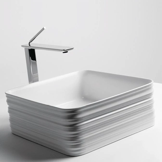 Chinese factory fashion special stereoscopic design square restroom ceramic wash basin 8297