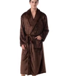 Chinese mens microfiber coral fleece weight robe bathrobe in blue