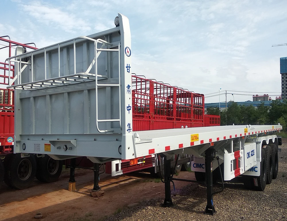 CIMC HUAJUN 3-axles semi truck trailer 30T-60T 40ft container transport  flatbed semi trailer