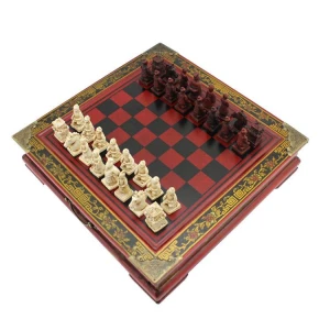Classic Chinese Terracotta Warriors Wooden Chessboard Puzzle Cartoon Characters Chess Board Game Teenager Adult Birthday Gift
